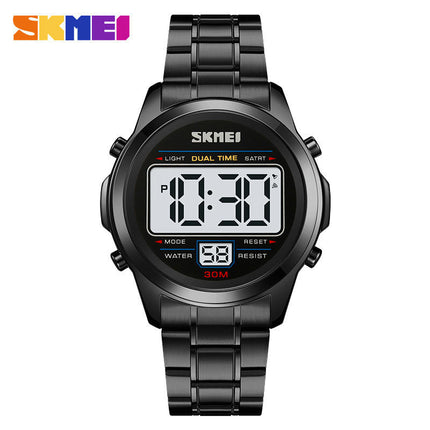 Multifunction LED Digital Men's Watches Alarm Stainless Steel Waterproof Watch