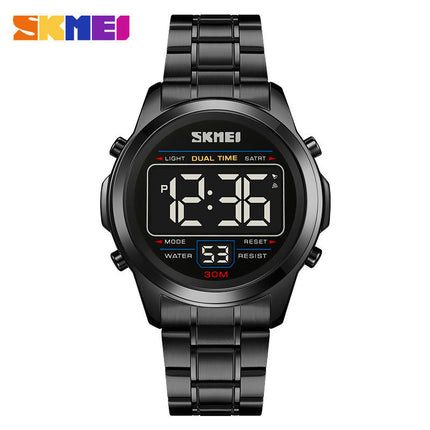 Multifunction LED Digital Men's Watches Alarm Stainless Steel Waterproof Watch