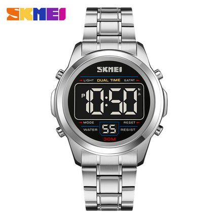 Multifunction LED Digital Men's Watches Alarm Stainless Steel Waterproof Watch