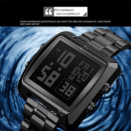 Men's Sport Digital Watches, Waterproof Outdoor Sport Square Watch with LED Backlight/Alarm