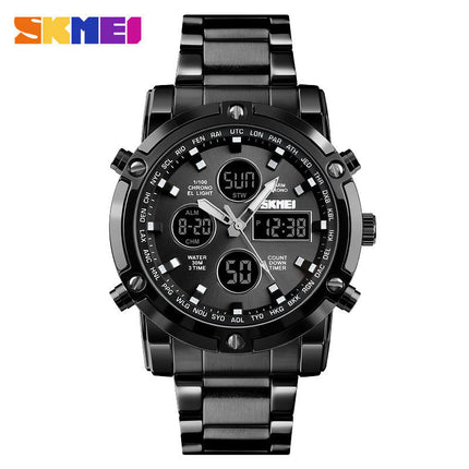 Men's Waterproof Analog Digital Watches with LED Multi Time, Stainless Steel Watches