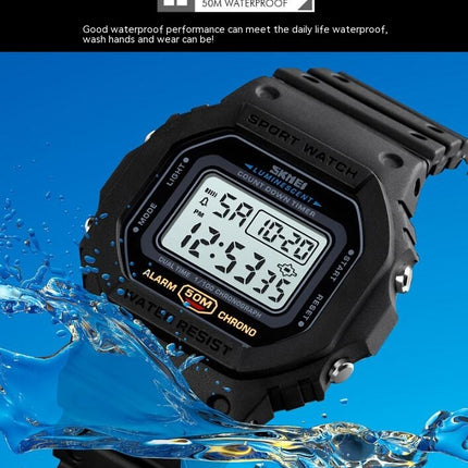 Men Women Outdoor Sports Watches LED Square Electronic Waterproof Wrist Watch