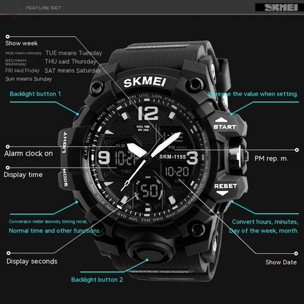 Men's Analog Sports Watch Outdoor Waterproof LED Digital Electronic Watches