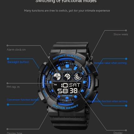 Men's Watch Waterproof Digital Sport Fashion Backlight LED Display Alarm Watch