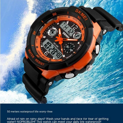 Men's Outdoor Waterproof Sports Wrist Watch Multi Function LED Stopwatch, Digital Watches for Men