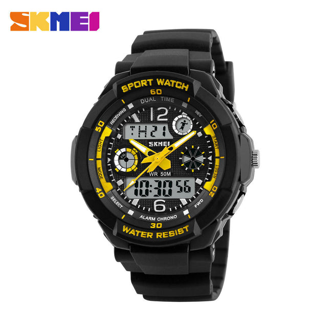 Men's Outdoor Waterproof Sports Wrist Watch Multi Function LED Stopwatch, Digital Watches for Men