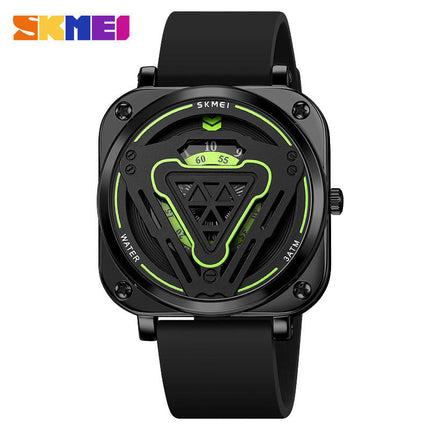 Square Quartz Mens Watches Waterproof Silicone Strap Men's Wrist Watches