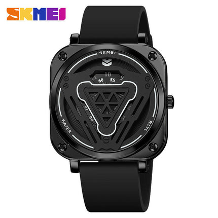 Square Quartz Mens Watches Waterproof Silicone Strap Men's Wrist Watches