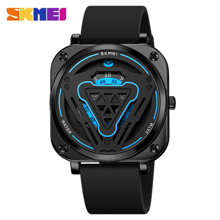 Square Quartz Mens Watches Waterproof Silicone Strap Men's Wrist Watches