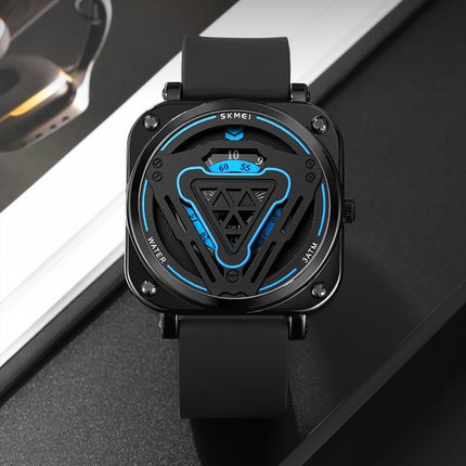 Square Quartz Mens Watches Waterproof Silicone Strap Men's Wrist Watches