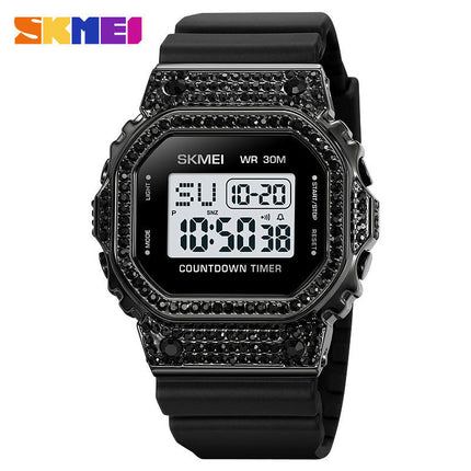 Fashion Ladies Diamond LED Digital Watch Electronic Wrist Watch for Girls