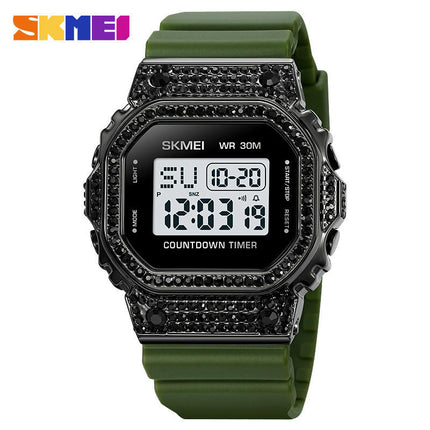 Fashion Ladies Diamond LED Digital Watch Electronic Wrist Watch for Girls