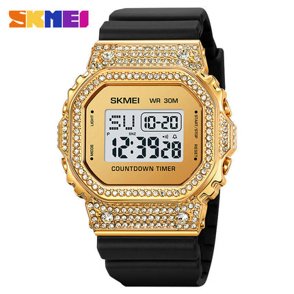 Fashion Ladies Diamond LED Digital Watch Electronic Wrist Watch for Girls