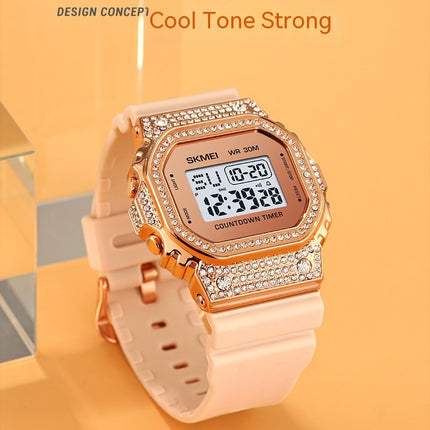 Fashion Ladies Diamond LED Digital Watch Electronic Wrist Watch for Girls