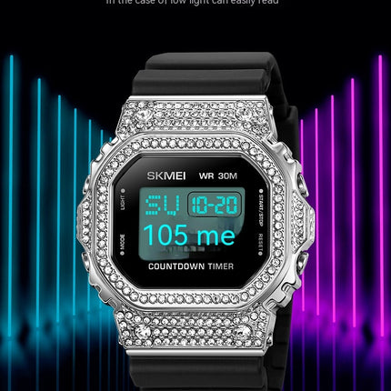 Fashion Ladies Diamond LED Digital Watch Electronic Wrist Watch for Girls