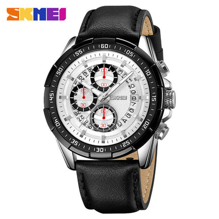 Men's Watch Analog Quartz Movement Leather Strap Waterproof Wristwatch