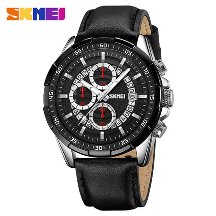 Men's Watch Analog Quartz Movement Leather Strap Waterproof Wristwatch