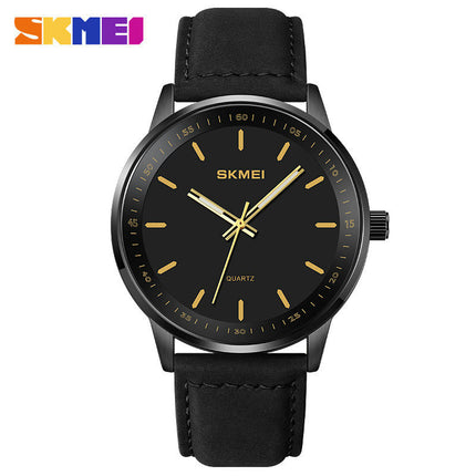 Men's Watches Leather Wristwatch with Waterproof Analog Quartz Watches for Men