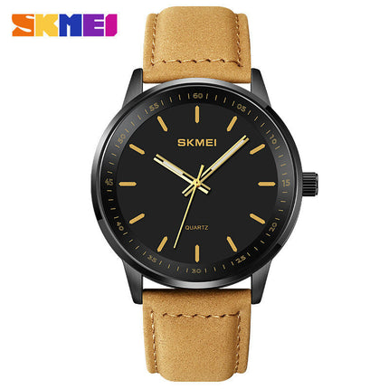 Men's Watches Leather Wristwatch with Waterproof Analog Quartz Watches for Men