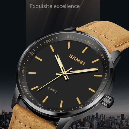 Men's Watches Leather Wristwatch with Waterproof Analog Quartz Watches for Men