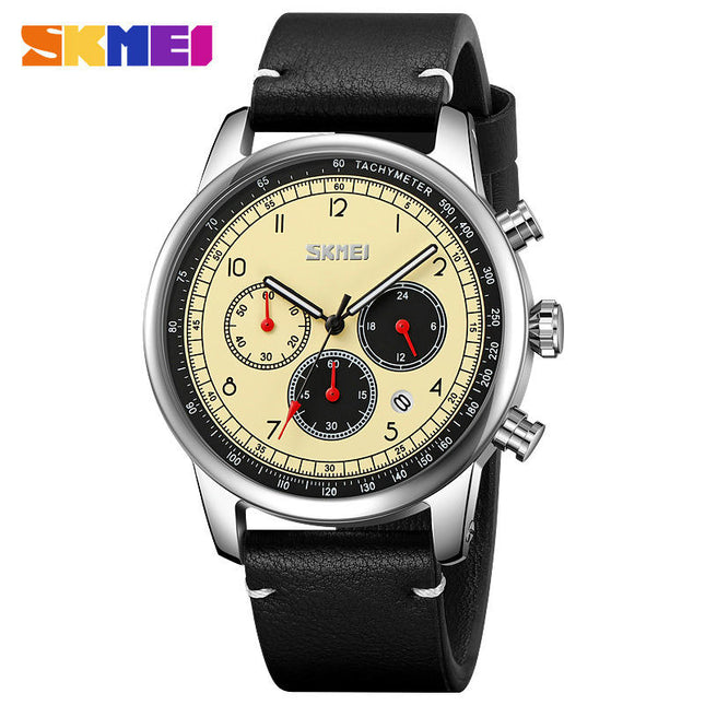 Men's Waterproof Roman Numerals Leather Band Analog Quartz Wristwatches