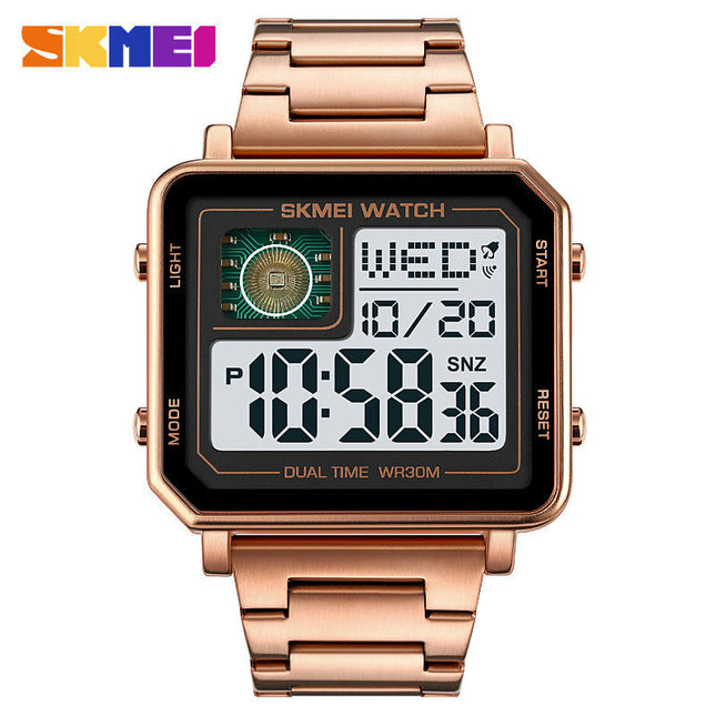 Men's Sport Large Face Digital Wrist Watch with LED Square Waterproof Watch