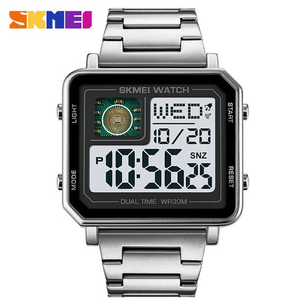 Men's Sport Large Face Digital Wrist Watch with LED Square Waterproof Watch