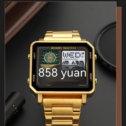 Men's Sport Large Face Digital Wrist Watch with LED Square Waterproof Watch