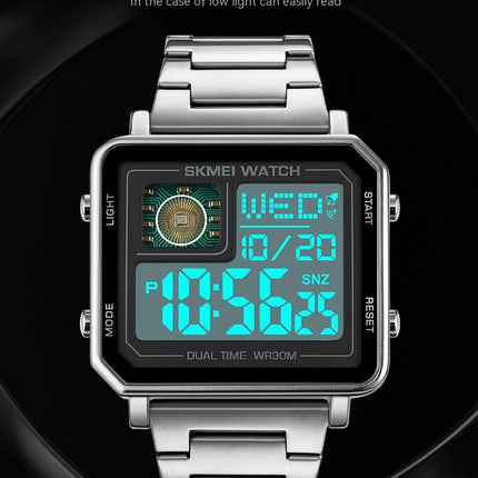 Men's Sport Large Face Digital Wrist Watch with LED Square Waterproof Watch