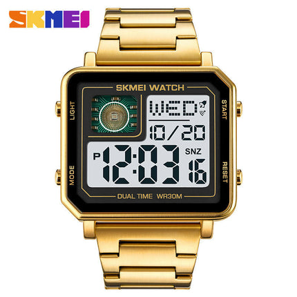 Men's Sport Large Face Digital Wrist Watch with LED Square Waterproof Watch