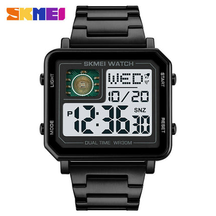 Men's Sport Large Face Digital Wrist Watch with LED Square Waterproof Watch