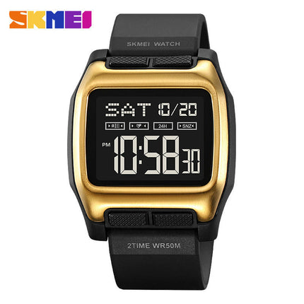 Square Men's Digital Watch Numbers Dial Large Face Waterproof LED Watches