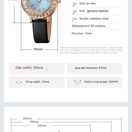 Fashion Women Wrist Watch, Lady Leather Quartz Watches Waterproof Analog Watches