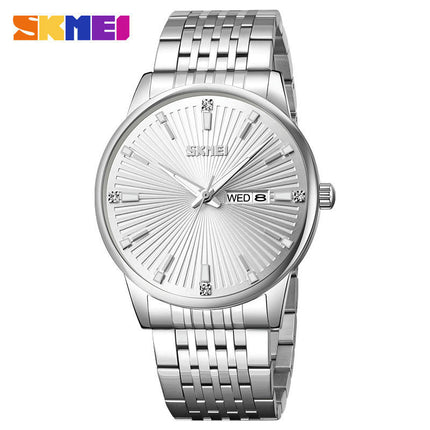 Men's Auto Date Quartz Waterproof Wristwatches for Men Stainsteel Steel Band Watch