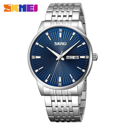 Men's Auto Date Quartz Waterproof Wristwatches for Men Stainsteel Steel Band Watch