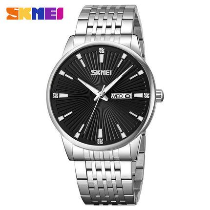 Men's Auto Date Quartz Waterproof Wristwatches for Men Stainsteel Steel Band Watch