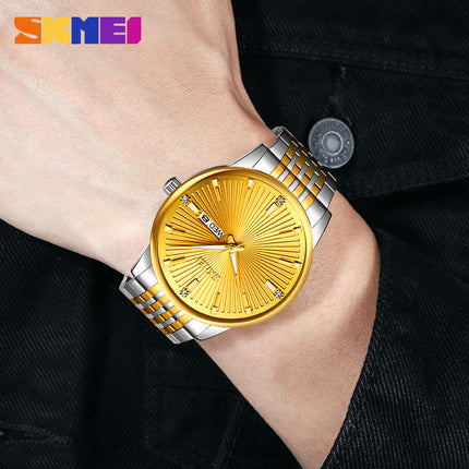 Men's Auto Date Quartz Waterproof Wristwatches for Men Stainsteel Steel Band Watch