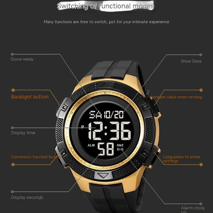 Watches for Men LED Digital Waterproof Luminous Alarm Clock Multifunction Watch