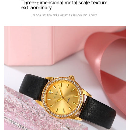 Watches for Women Diamond Luxury Leather Analog Waterproof Women Wrist Watch