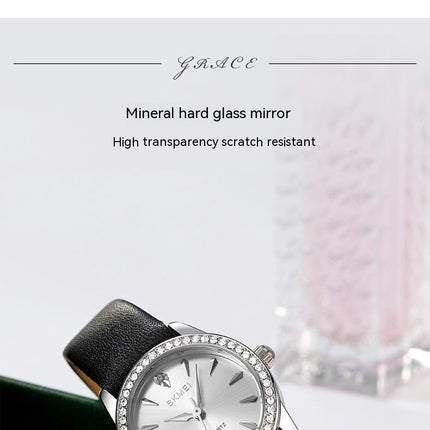 Watches for Women Diamond Luxury Leather Analog Waterproof Women Wrist Watch