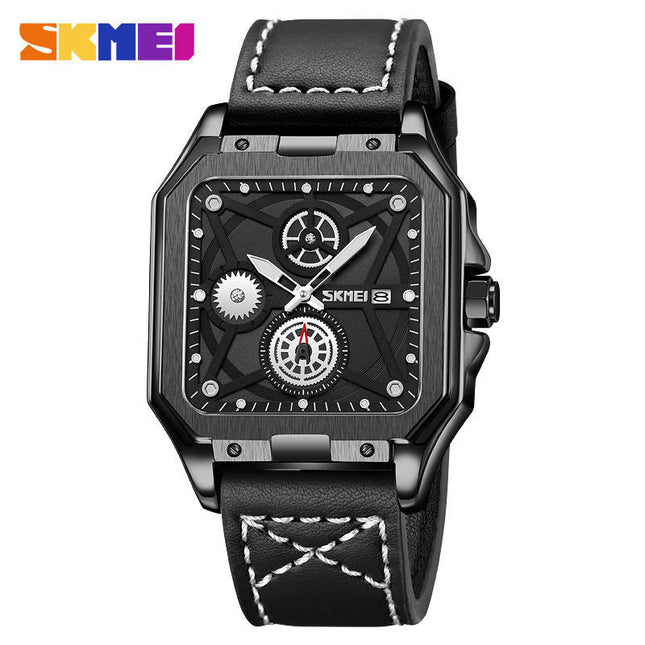 Square Watches for Men Leather Fashion Business Watch Waterproof Wrist Watches