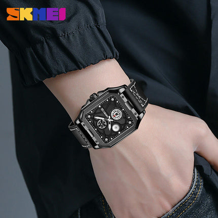 Square Watches for Men Leather Fashion Business Watch Waterproof Wrist Watches