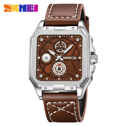 Square Watches for Men Leather Fashion Business Watch Waterproof Wrist Watches