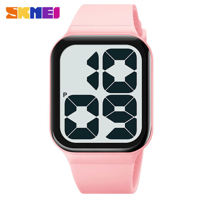 Men Women Sports LED Digital Waterproof PU Strap Square Electronic Couple Watch