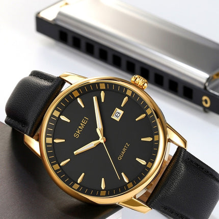 Watches for Men Leather Band Waterproof Analog Quartz Wrist Watch