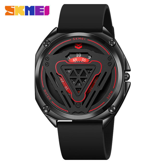 Stylish Skeleton Sport Watches, Waterproof Quartz Wristwatch,  Silicone Strap for Men