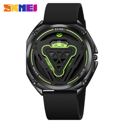 Stylish Skeleton Sport Watches, Waterproof Quartz Wristwatch,  Silicone Strap for Men