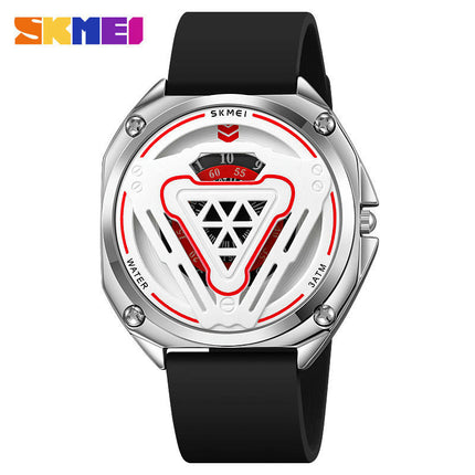 Stylish Skeleton Sport Watches, Waterproof Quartz Wristwatch,  Silicone Strap for Men