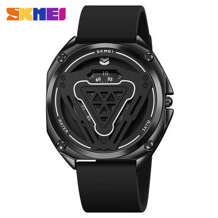 Stylish Skeleton Sport Watches, Waterproof Quartz Wristwatch,  Silicone Strap for Men