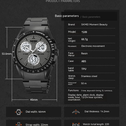 Men's Digital Watches Electronic Waterproof Watch Sport Multifunctional Wristwatch